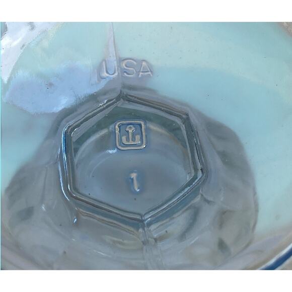 Vtg Unusual Anchor Hocking 4” Tulip Ice Cream Cups Set Of 6 Clear Cup Blue Base - Picture 13 of 13